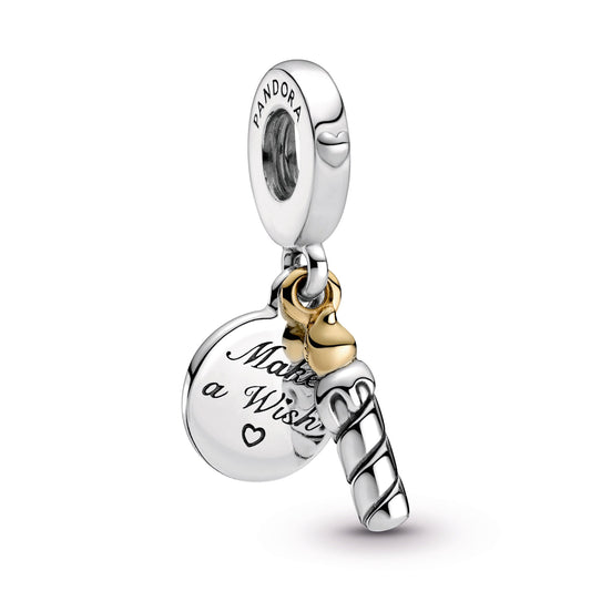 Two-tone Birthday Candle Dangle Charm Premium Fashion Jewelry Gift Collection