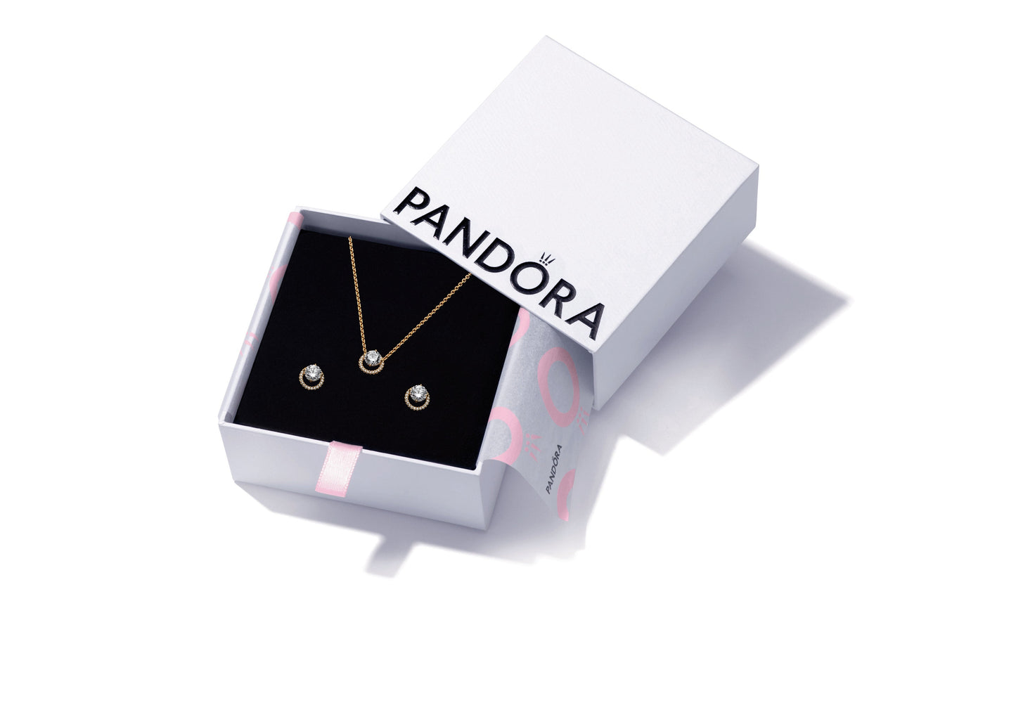 Round Halo 14K Gold-Plated Necklace & Earring Gift Set Premium Fashion Jewelry Gift Collection