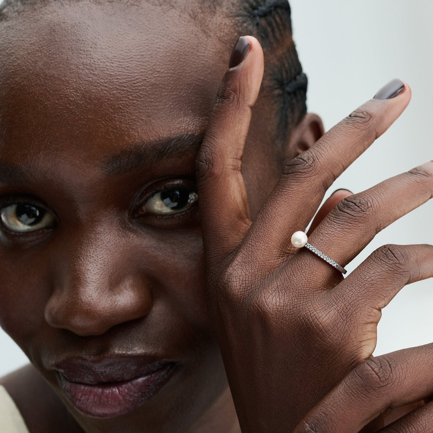 Treated Freshwater Cultured Pearl & Pavé Ring Popular Style Premium Collection