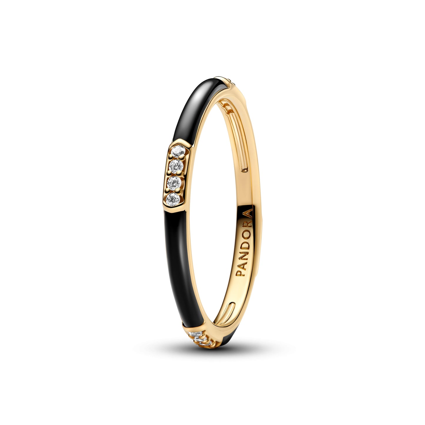 Black Enamel & Stones Ring Popular Style Premium Collection