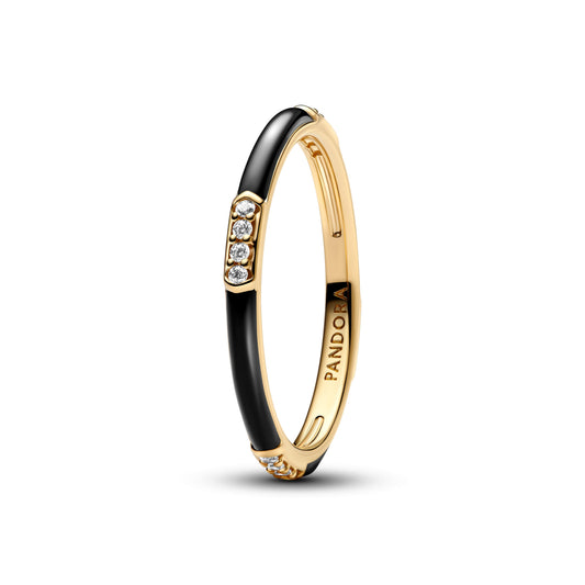 Black Enamel & Stones Ring Popular Style Premium Collection