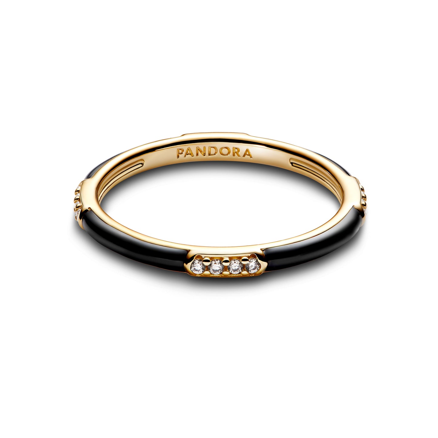 Black Enamel & Stones Ring Popular Style Premium Collection