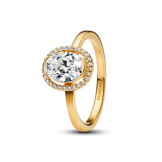 Oval Sparkling Halo Ring Popular Style Premium Collection