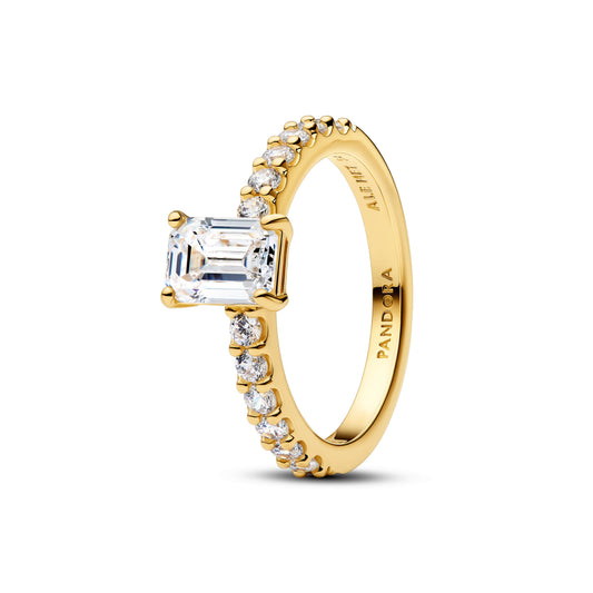Rectangular Sparkling Halo Ring Popular Style Premium Collection