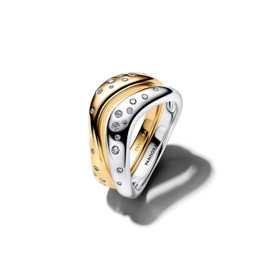 Organically Shaped Two-Tone Stacking Rings Popular Style Premium Collection