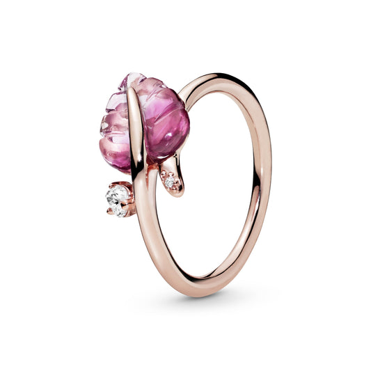 Pink Murano Glass Leaf Ring Popular Style Premium Collection