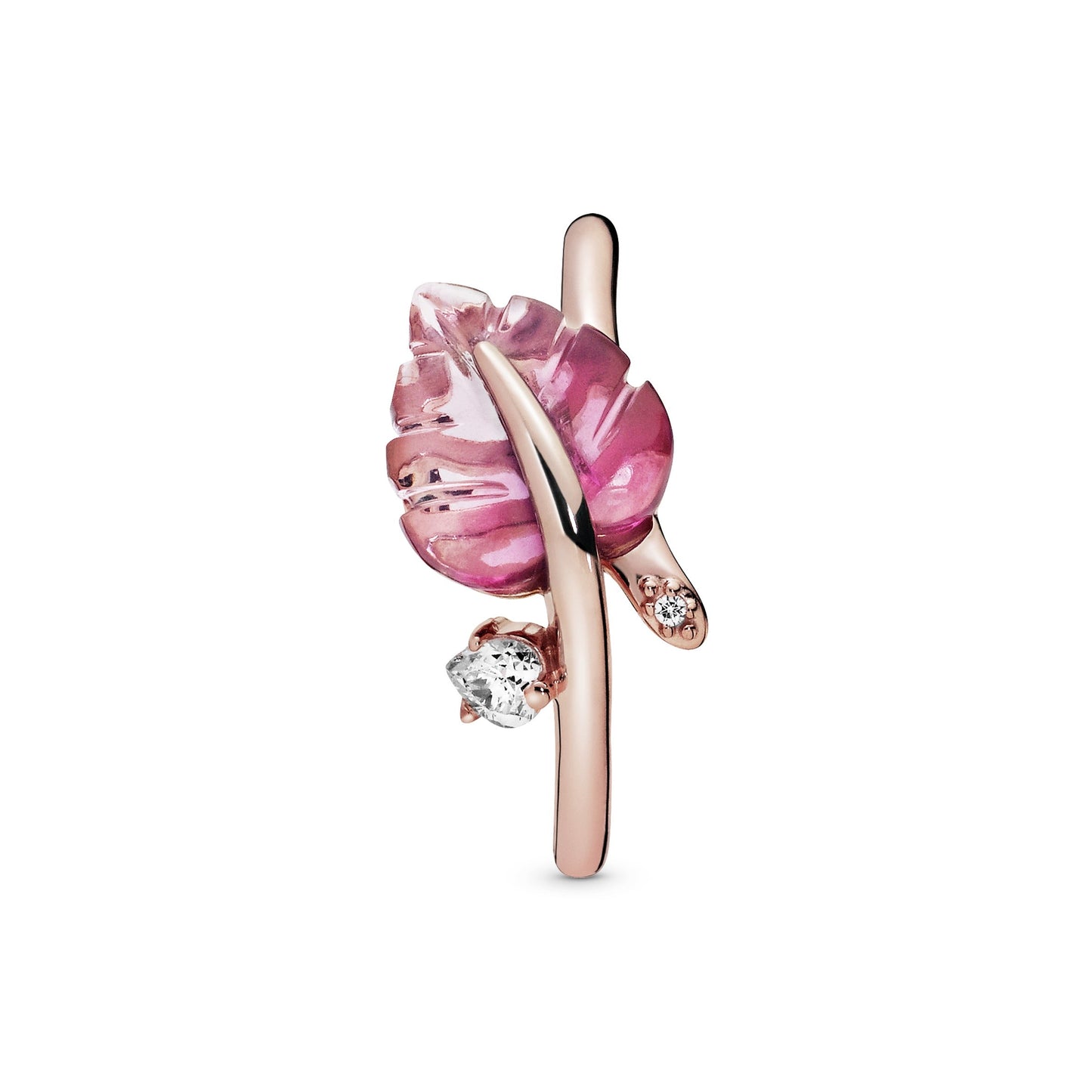 Pink Murano Glass Leaf Ring Popular Style Premium Collection