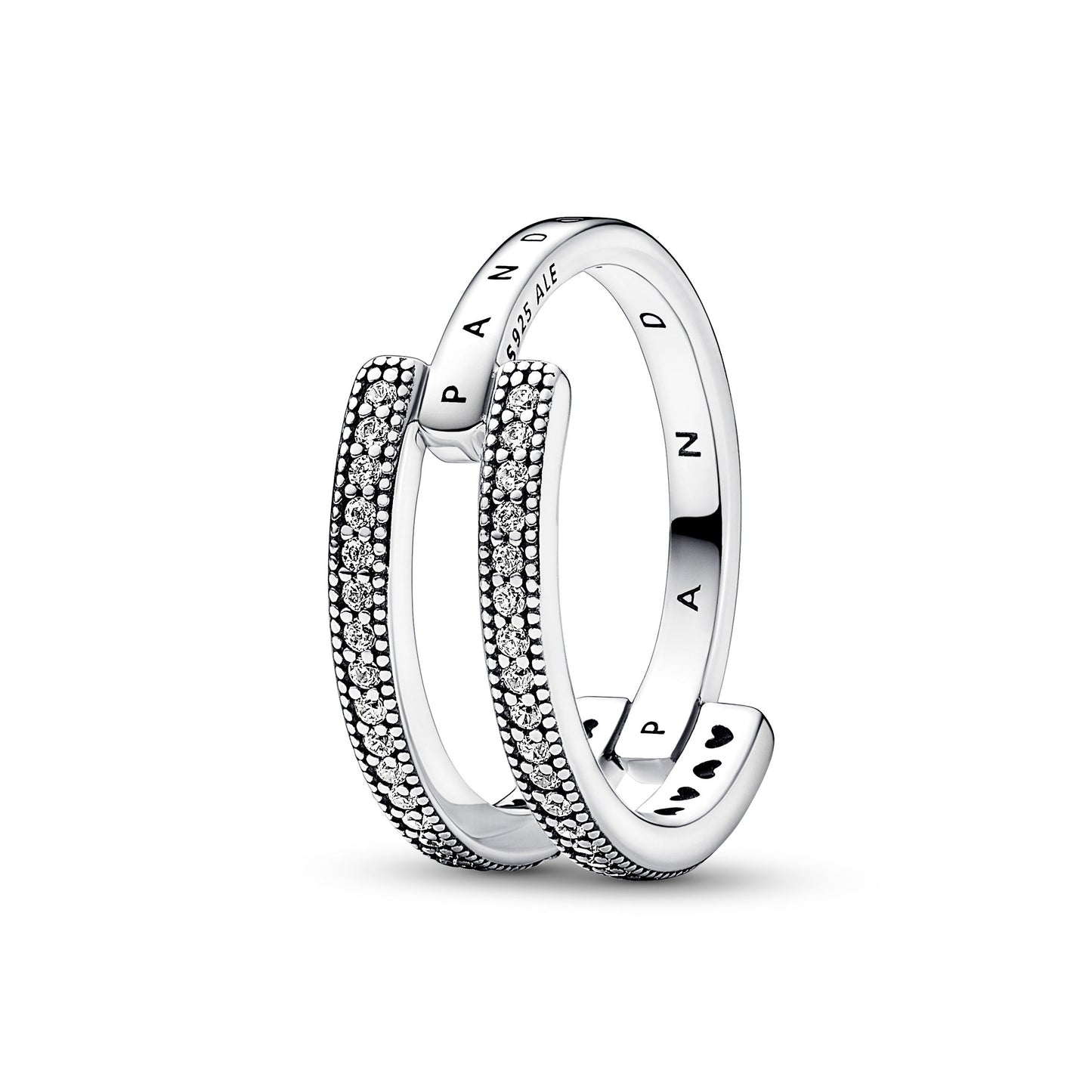 Pandora Signature Logo & Pavé Double Band Ring Popular Style Premium Collection
