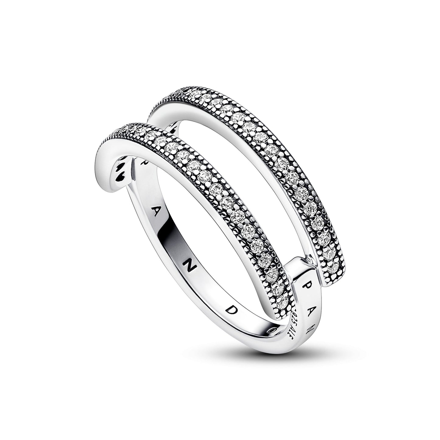Pandora Signature Logo & Pavé Double Band Ring Popular Style Premium Collection