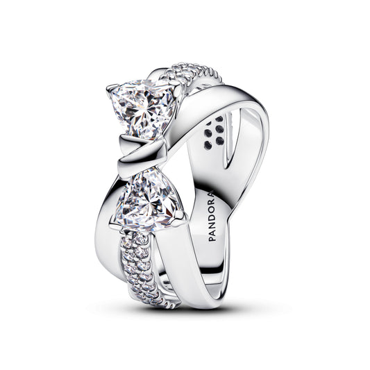 Sparkling Bow Crossover Ring Popular Style Premium Collection