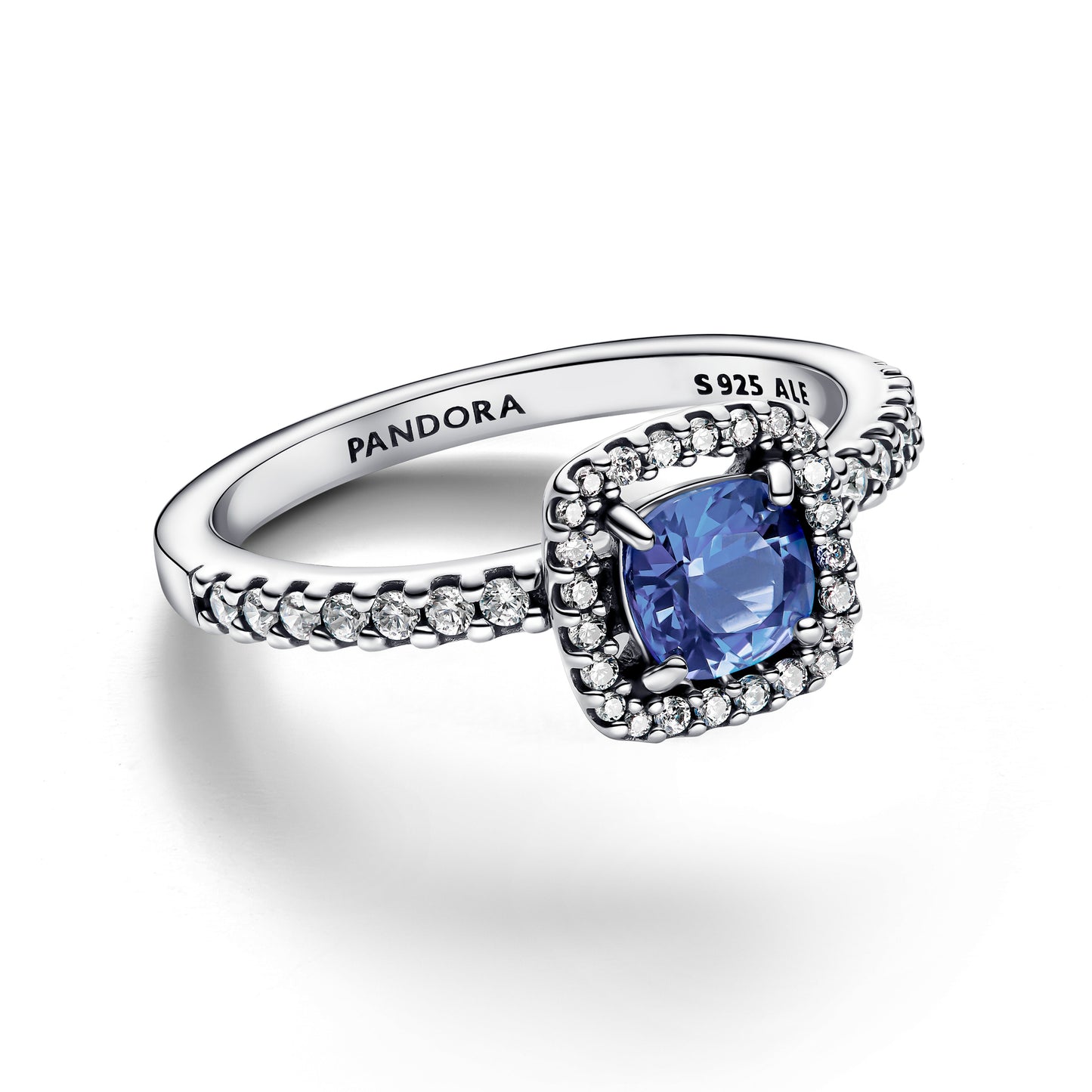 Sparkling Square Blue Halo Ring Popular Style Premium Collection