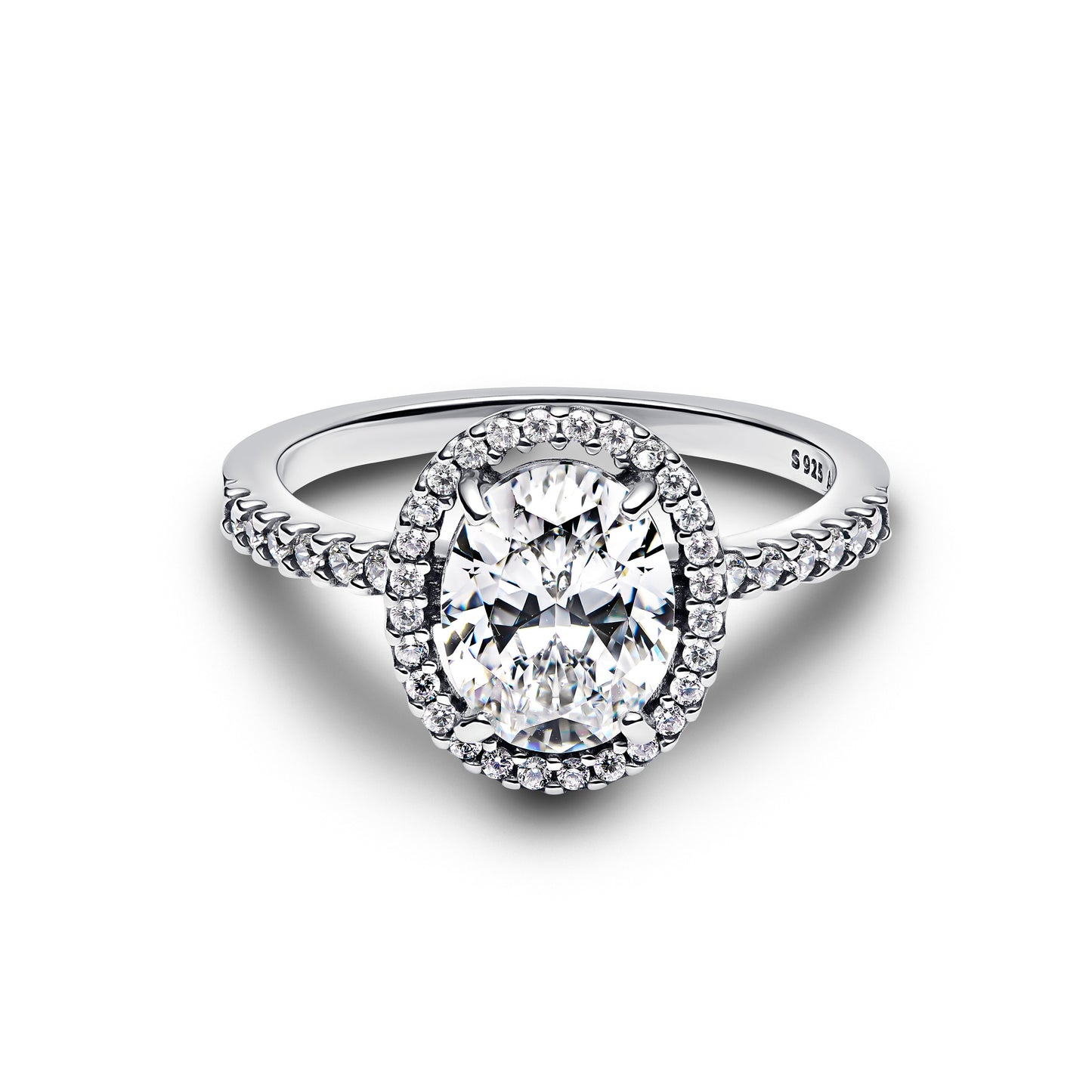 Oval Sparkling Halo Statement Ring Popular Style Premium Collection