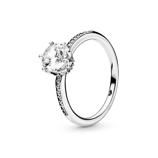 Clear Sparkling Crown Solitaire Ring Popular Style Premium Collection