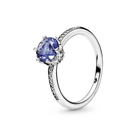 Blue Sparkling Crown Ring Popular Style Premium Collection