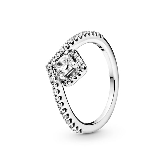 Square Sparkle Wishbone Ring Popular Style Premium Collection