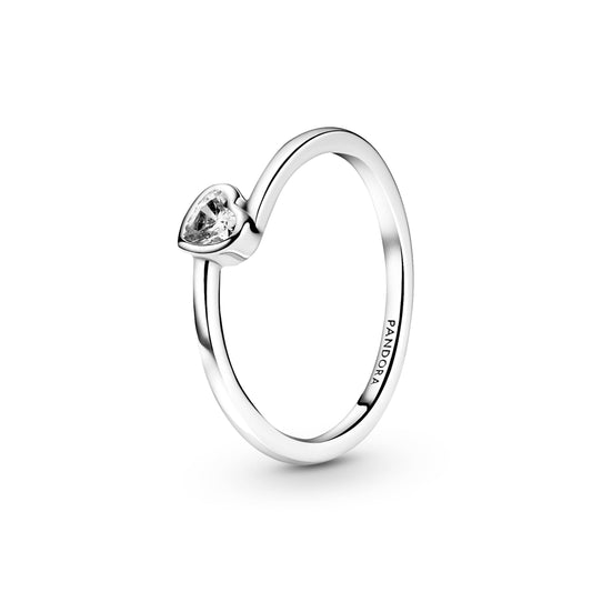 Clear Tilted Heart Solitaire Ring Popular Style Premium Collection