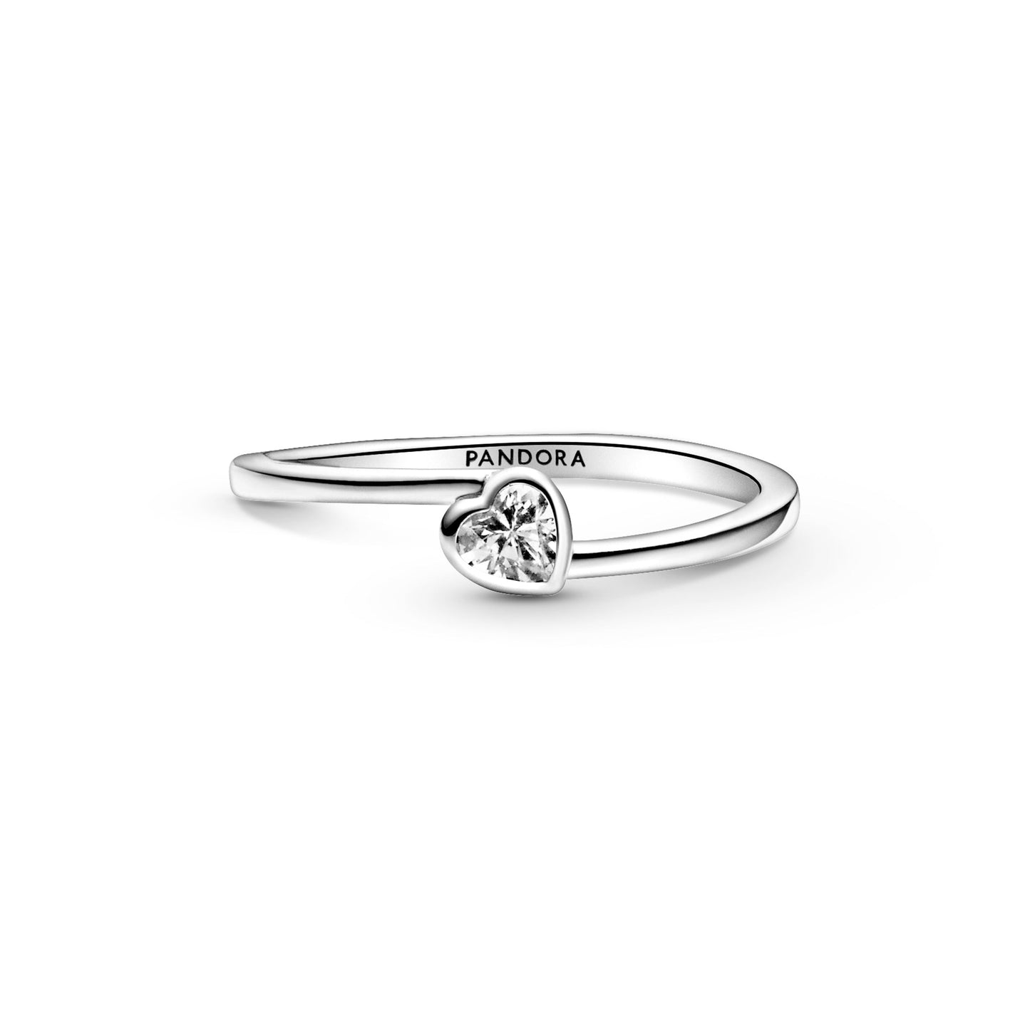 Clear Tilted Heart Solitaire Ring Popular Style Premium Collection