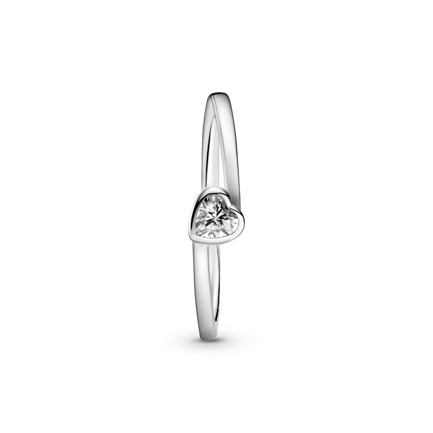 Clear Tilted Heart Solitaire Ring Popular Style Premium Collection