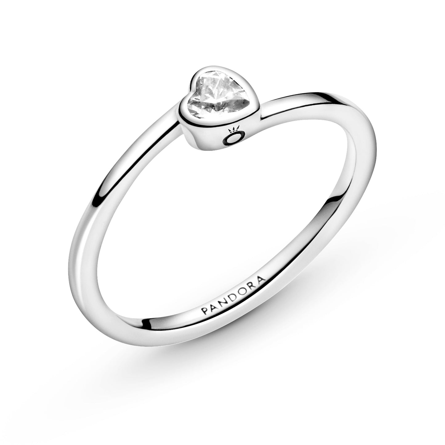 Clear Tilted Heart Solitaire Ring Popular Style Premium Collection