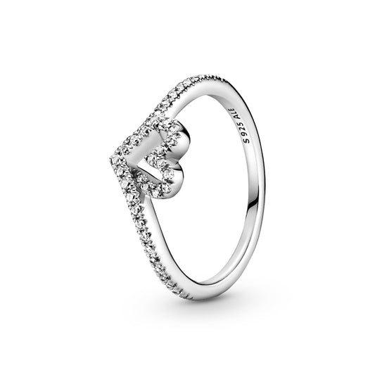 Sparkling Wishbone Heart Ring Popular Style Premium Collection