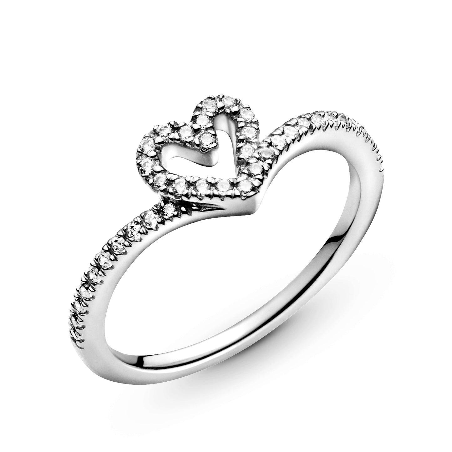 Sparkling Wishbone Heart Ring Popular Style Premium Collection