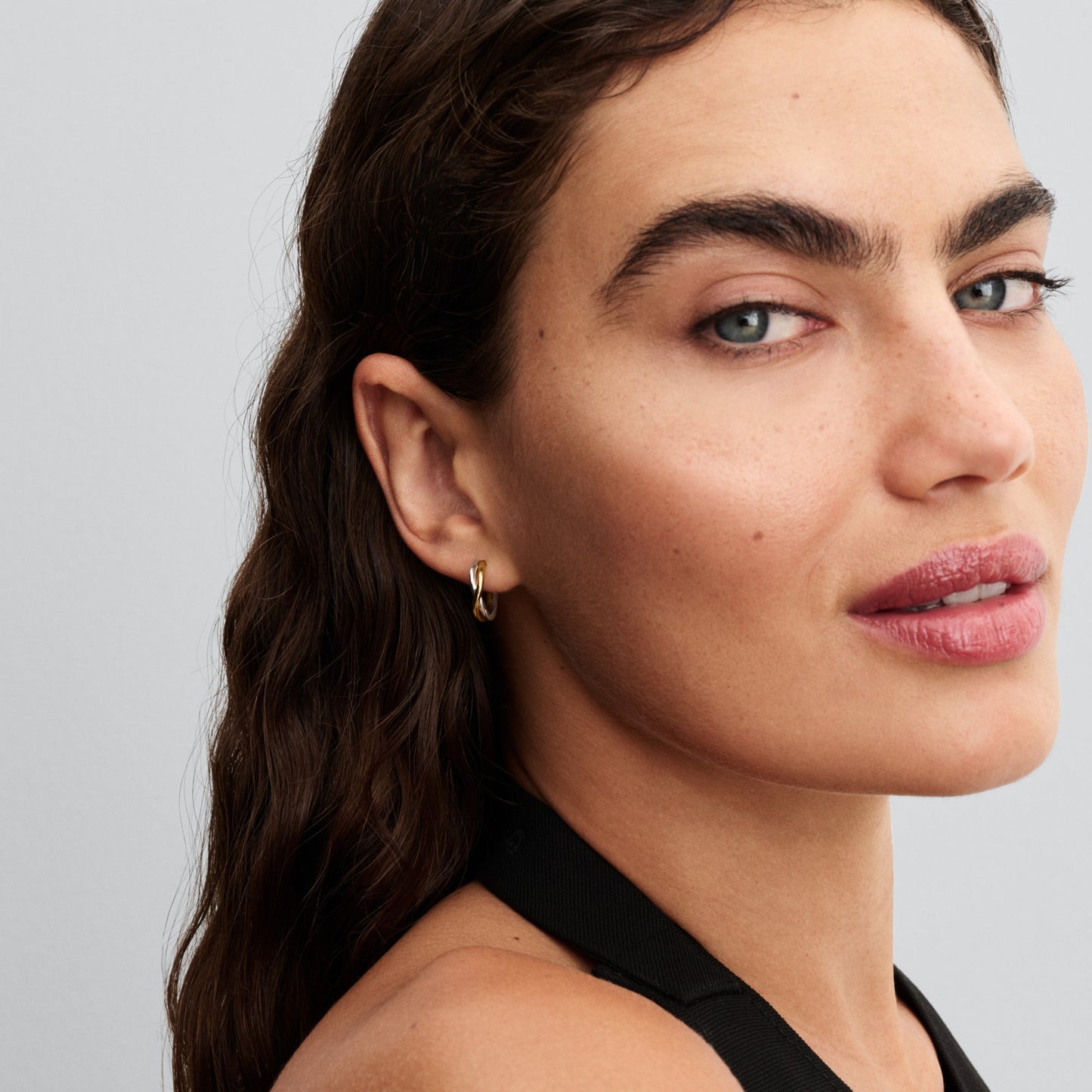 Organically Shaped Two-tone Open Hoop Earrings Popular Style Premium Collection