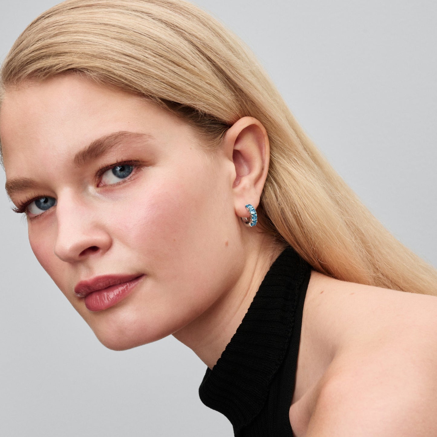 Light Blue Hoop Earrings Popular Style Premium Collection