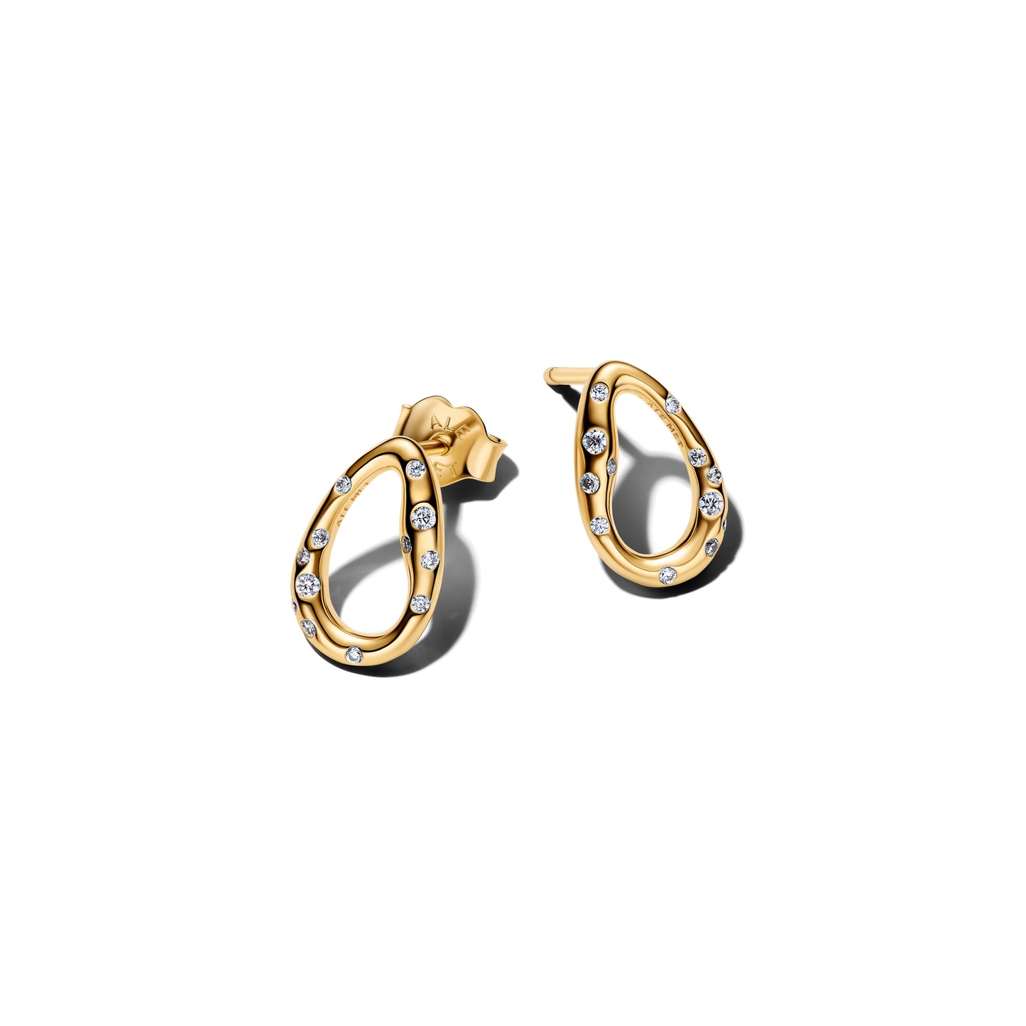 Organically Shaped Stone-Set Oval Stud Earrings Popular Style Premium Collection