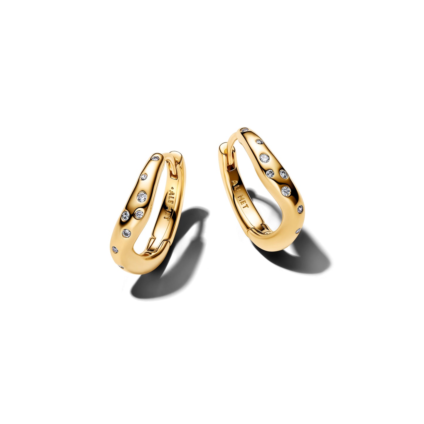 Organically Shaped Stone-Set Hoop Earrings Popular Style Premium Collection