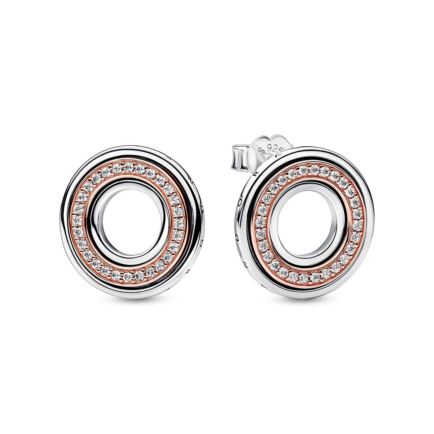 Pandora Signature Two tone Logo & Pavé Stud Earrings Popular Style Premium Collection