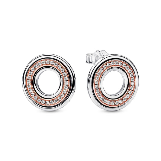 Pandora Signature Two tone Logo & Pavé Stud Earrings Popular Style Premium Collection