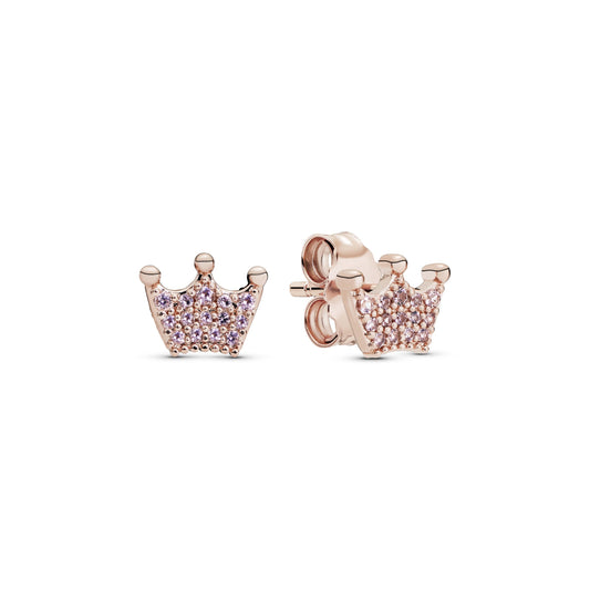 Pink Crown Stud Earrings Popular Style Premium Collection