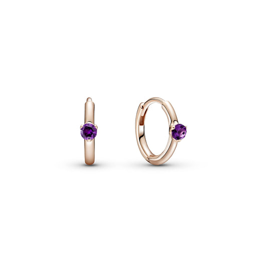 Purple Solitaire Huggie Hoop Earrings Popular Style Premium Collection