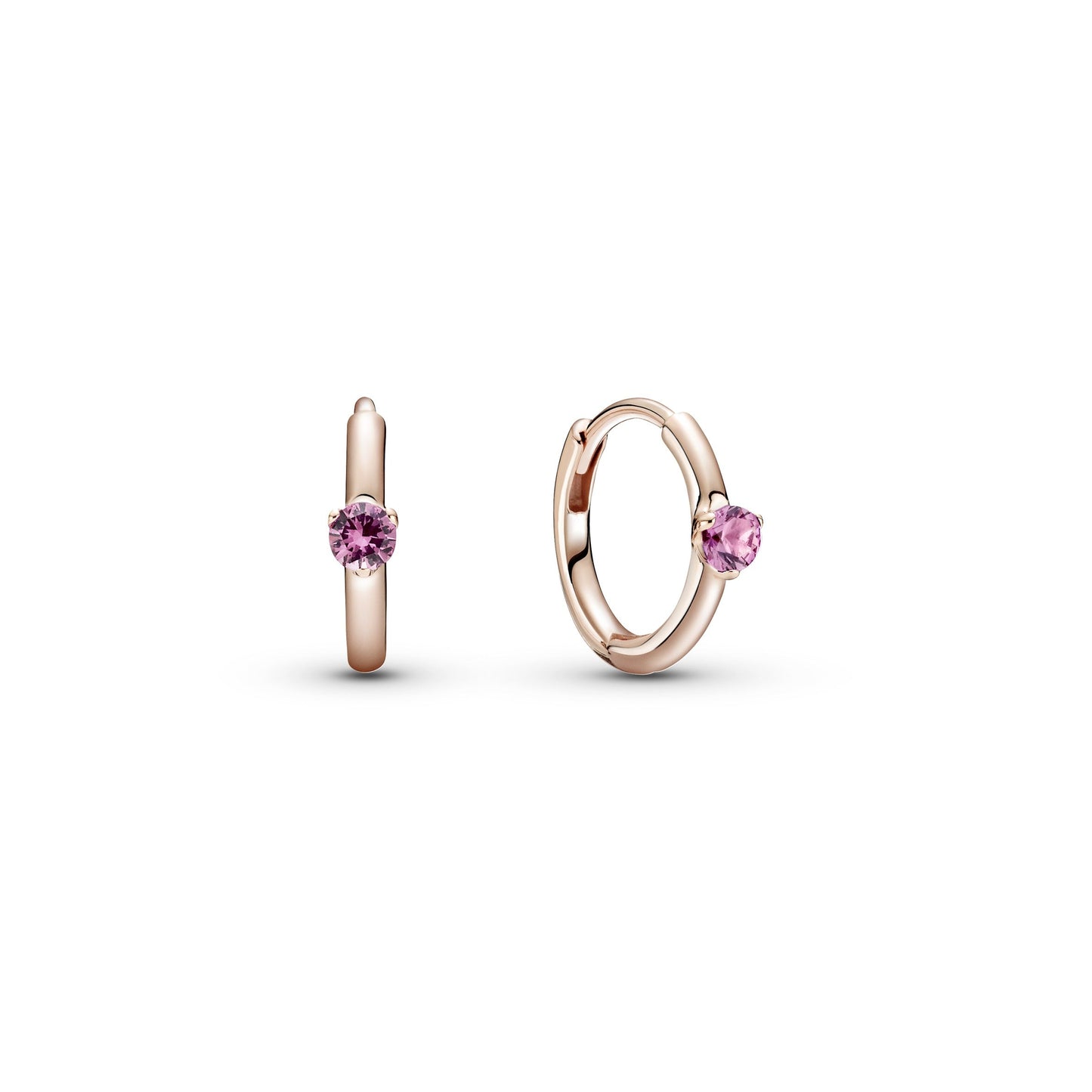 Pink Solitaire Huggie Hoop Earrings Popular Style Premium Collection