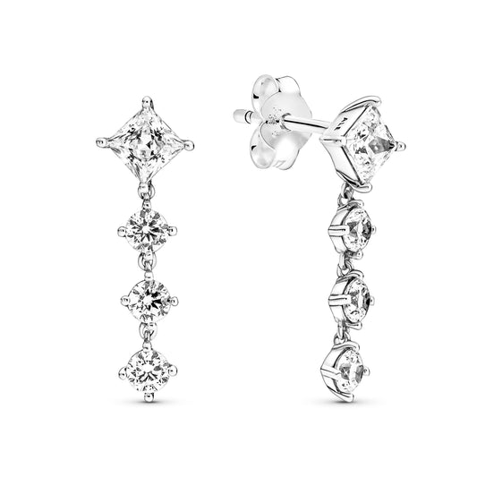 Sparkling Round & Square Drop Earrings Popular Style Premium Collection