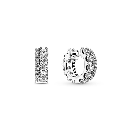 Double Band Pavé Hoop Earrings Popular Style Premium Collection