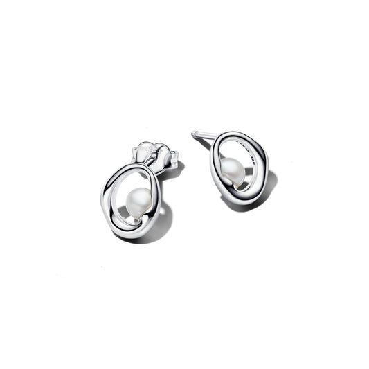 Organically Shaped Oval & Treated Freshwater Cultured Pearl Stud Earrings Popular Style Premium Collection