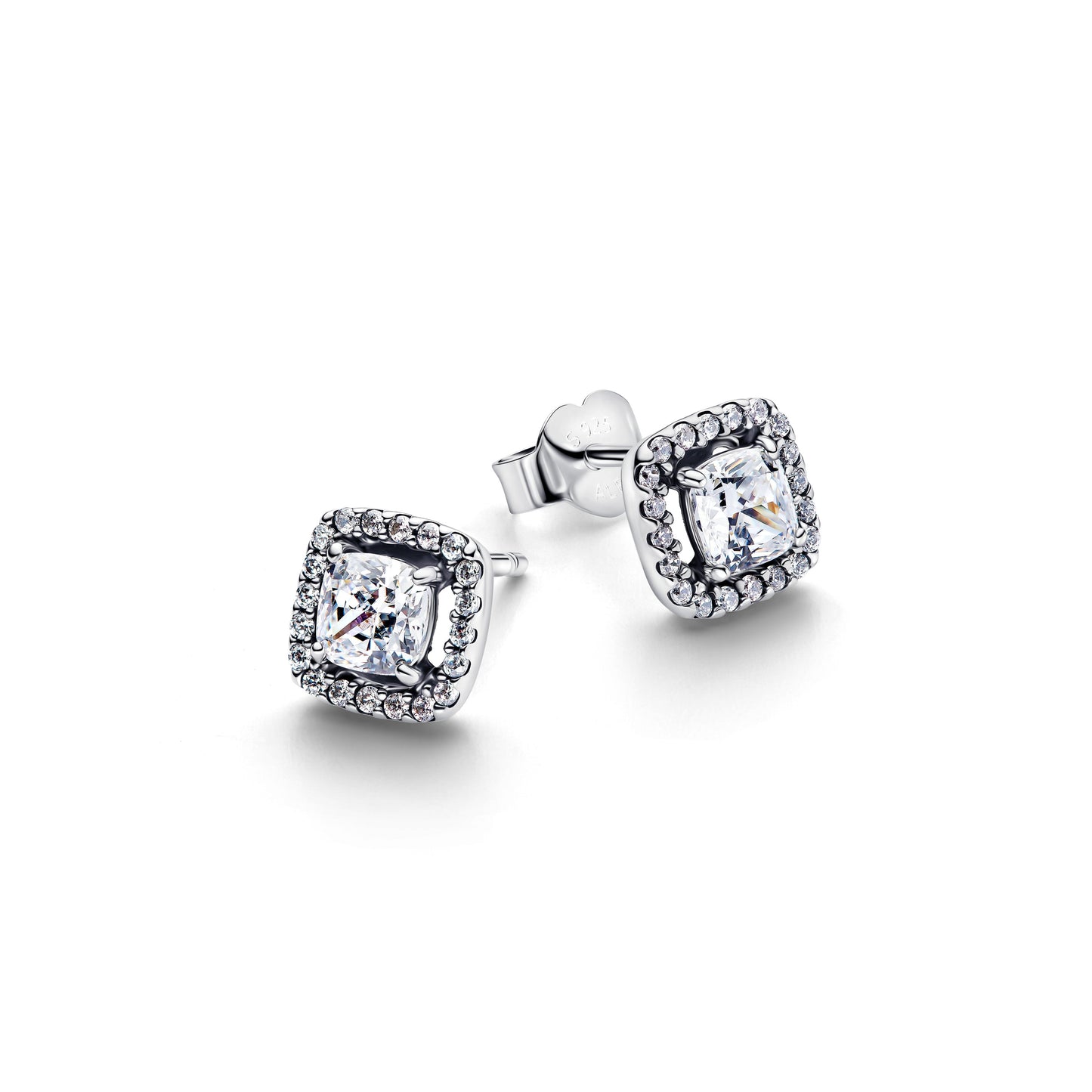 Square Halo Stud Earrings Popular Style Premium Collection