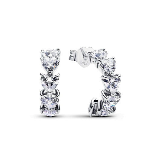 Sparkling Hearts Open Hoop Earrings Popular Style Premium Collection