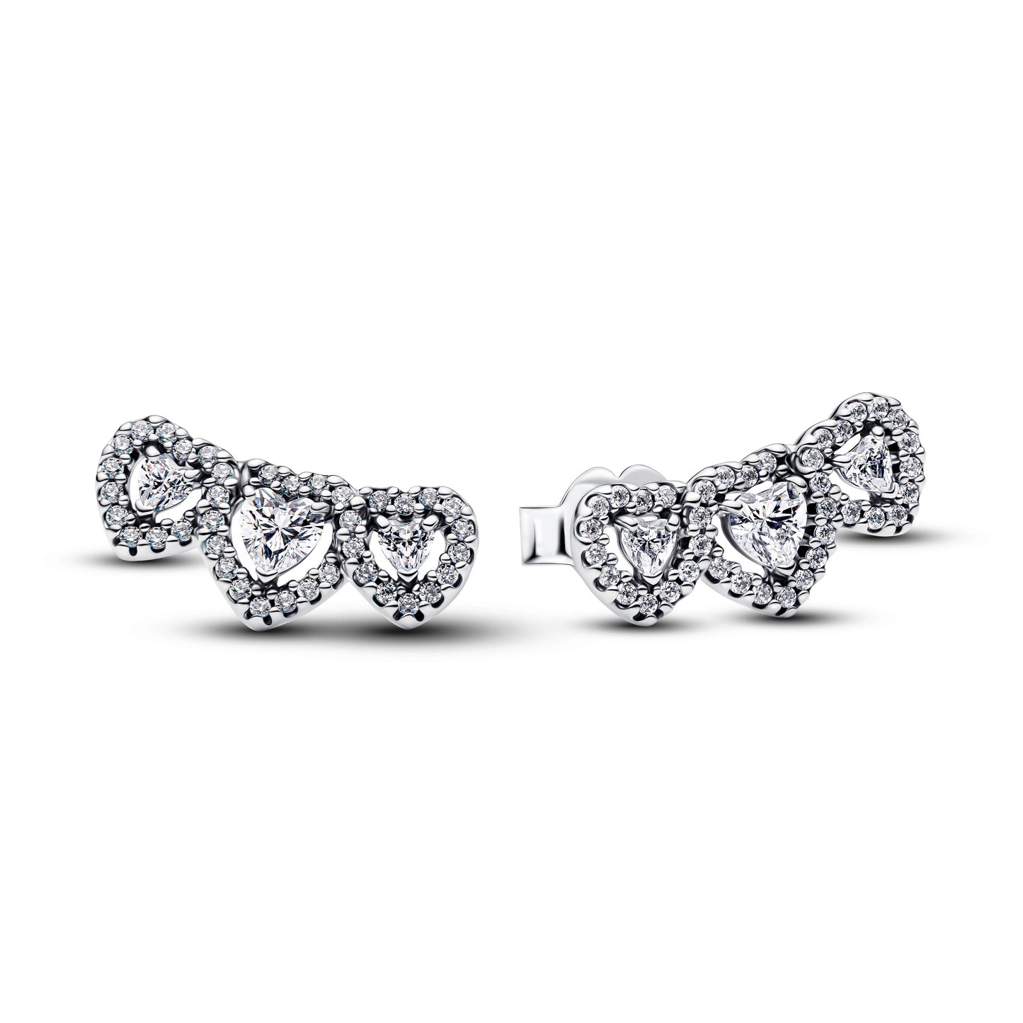 Halo Heart Trilogy Stud Earrings Popular Style Premium Collection