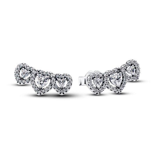 Halo Heart Trilogy Stud Earrings Popular Style Premium Collection