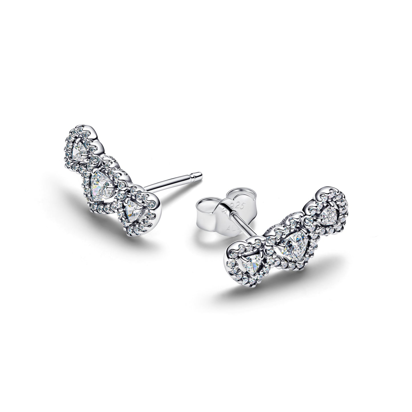 Halo Heart Trilogy Stud Earrings Popular Style Premium Collection