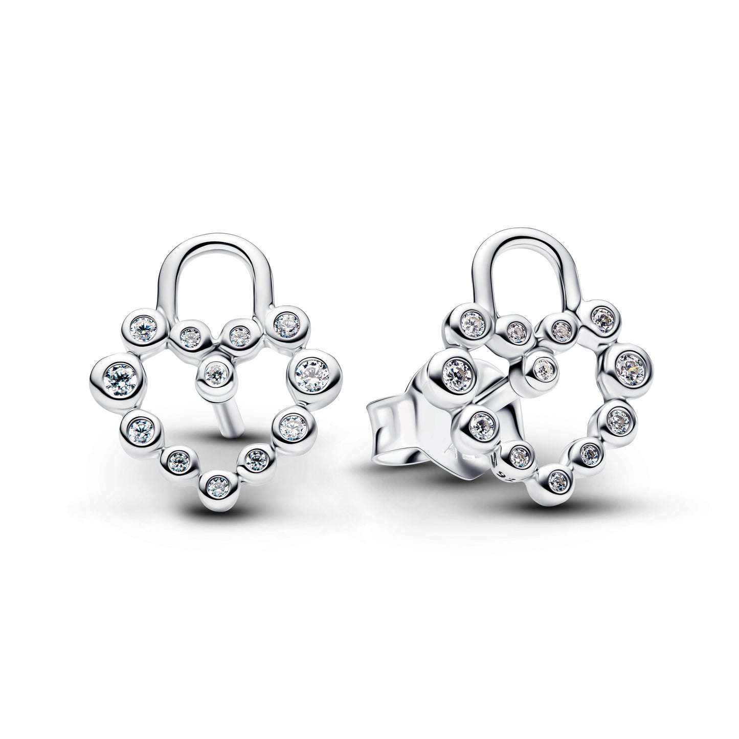 Sparkling Heart Padlock Stud Earrings Popular Style Premium Collection