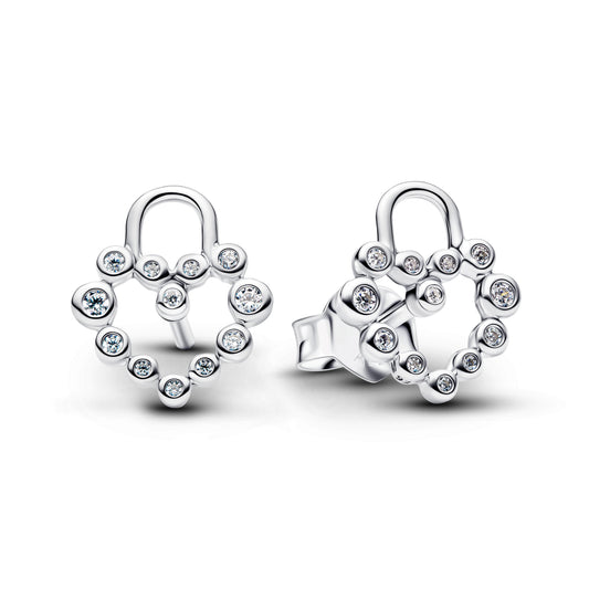 Sparkling Heart Padlock Stud Earrings Popular Style Premium Collection