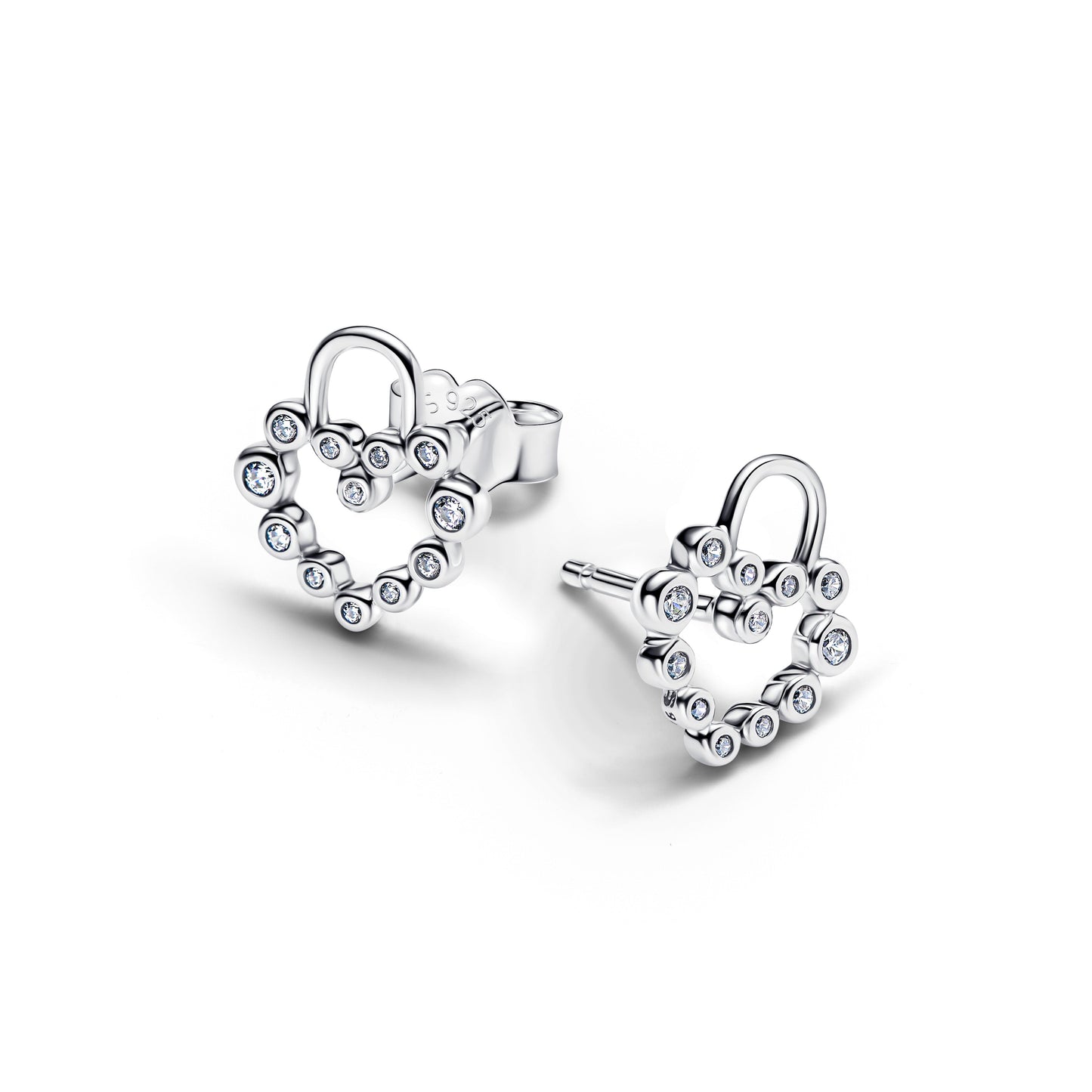 Sparkling Heart Padlock Stud Earrings Popular Style Premium Collection