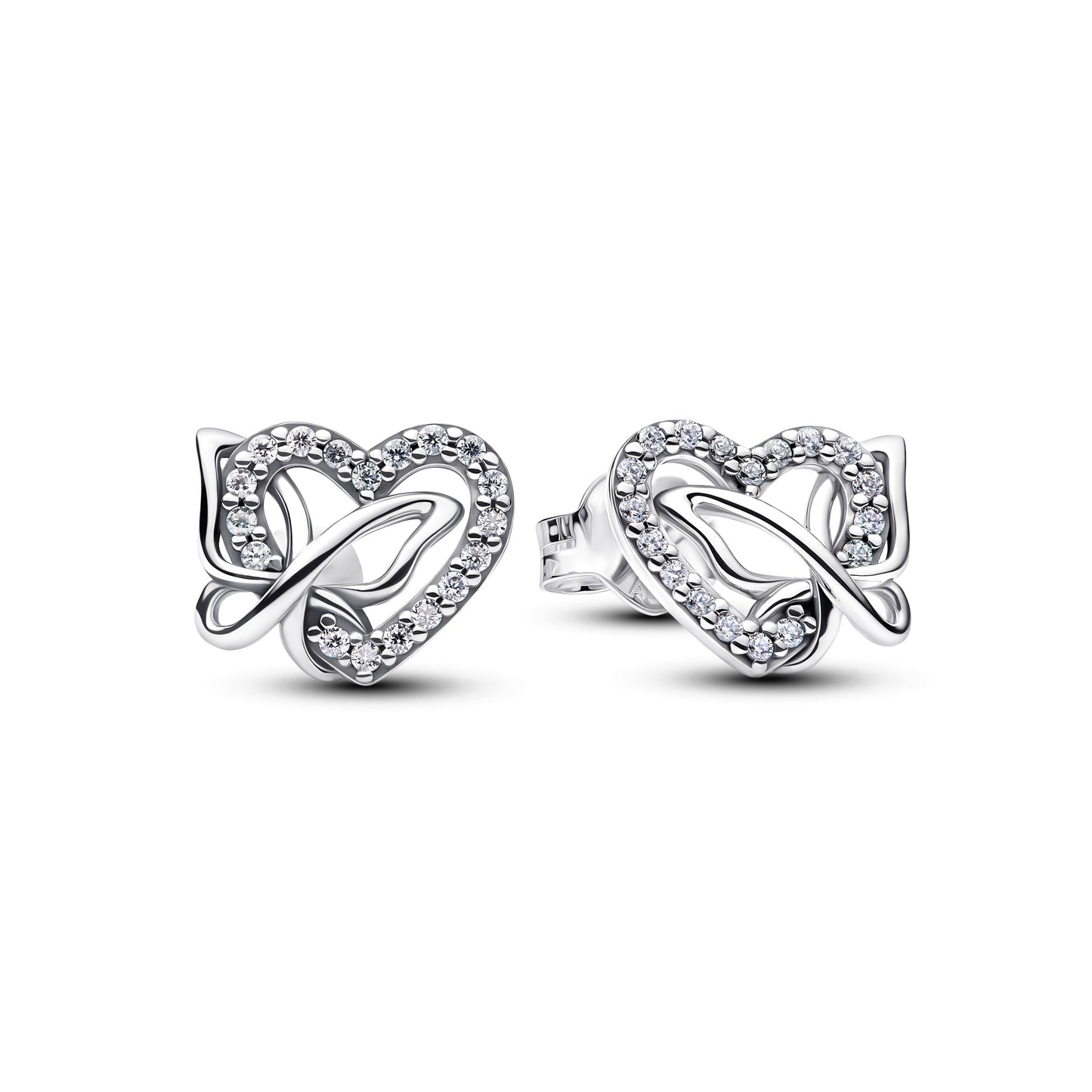Entwined Heart & Butterfly Stud Earrings Popular Style Premium Collection
