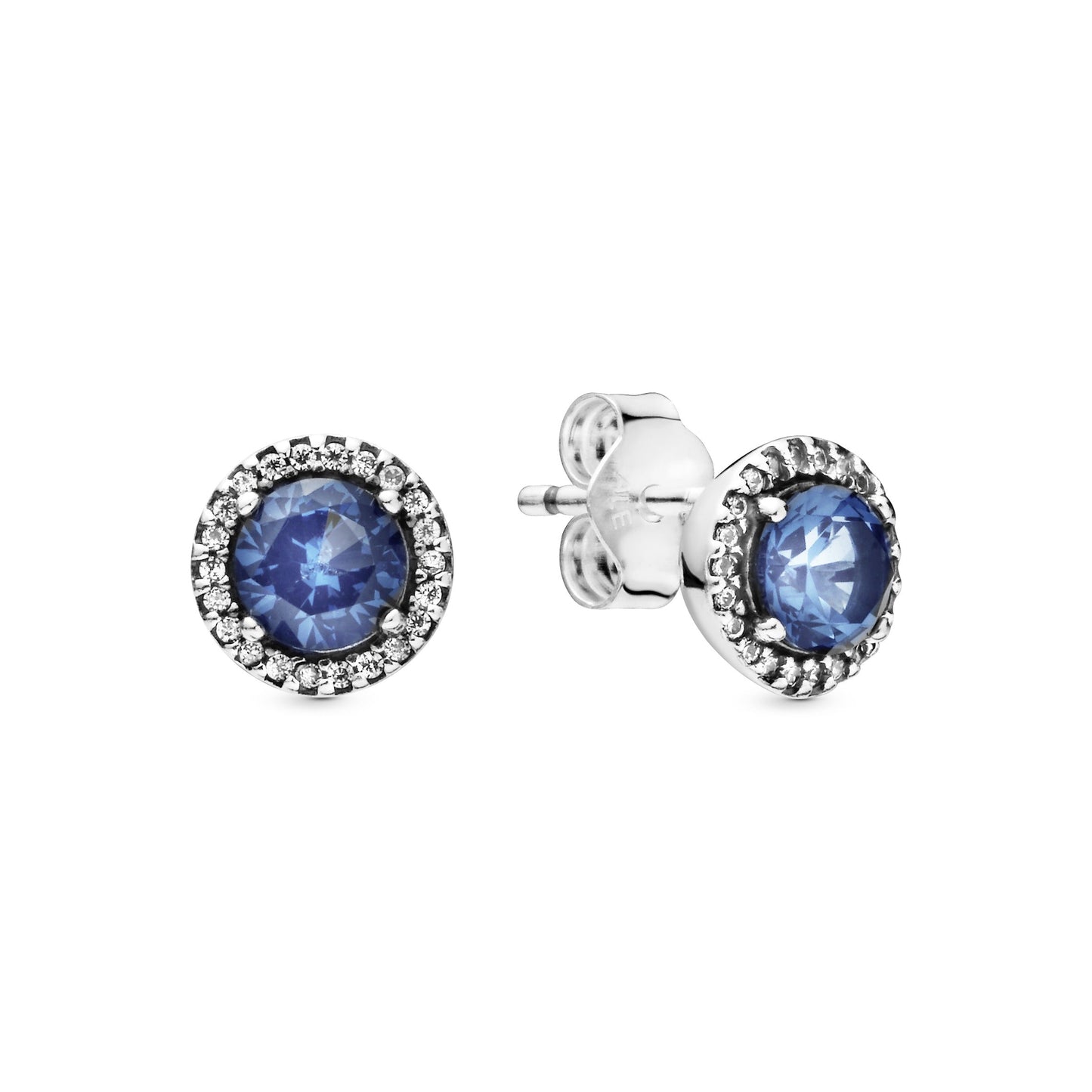 Blue Round Sparkle Stud Earrings Popular Style Premium Collection