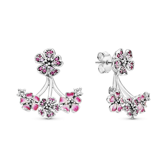 Pink Peach Blossom Flower Stud Earrings Popular Style Premium Collection