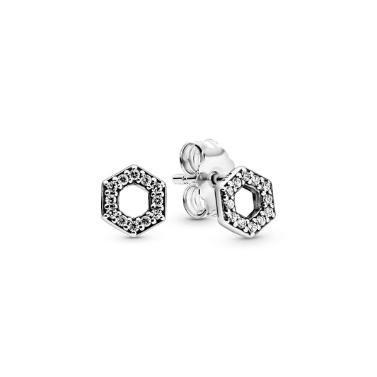 Sparkling Honeycomb Hexagon Stud Earrings Popular Style Premium Collection