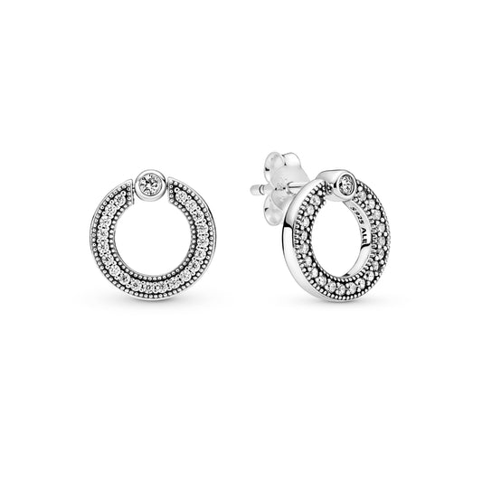 Pavé & Logo Circle Reversible Stud Earrings Popular Style Premium Collection